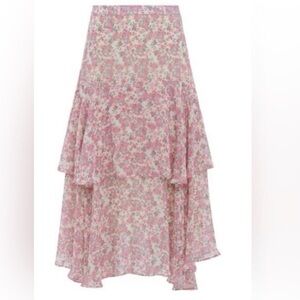 LoveShackFancy Alex Pink Floral Skirt Size Small